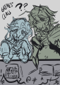 Senti and Cora snacking while watching the chaos in class