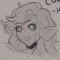 A headshot sketch of Cora done by @eggulette.bsky.social