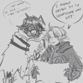 Senti with his Aunt, Alterma in a future uncertain