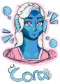 A bust drawing of Cora done by @tiredaxl.bsky.social